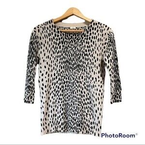 J.Crew Teddie Leopard Animal Print Sweater 100% Wool Size Small